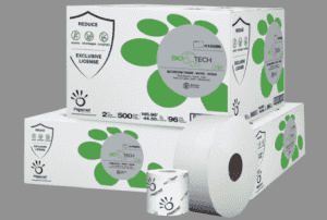 green paper rolls