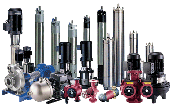 a range of water pumps