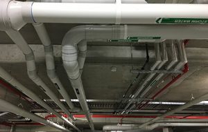 storm water pipes in a building